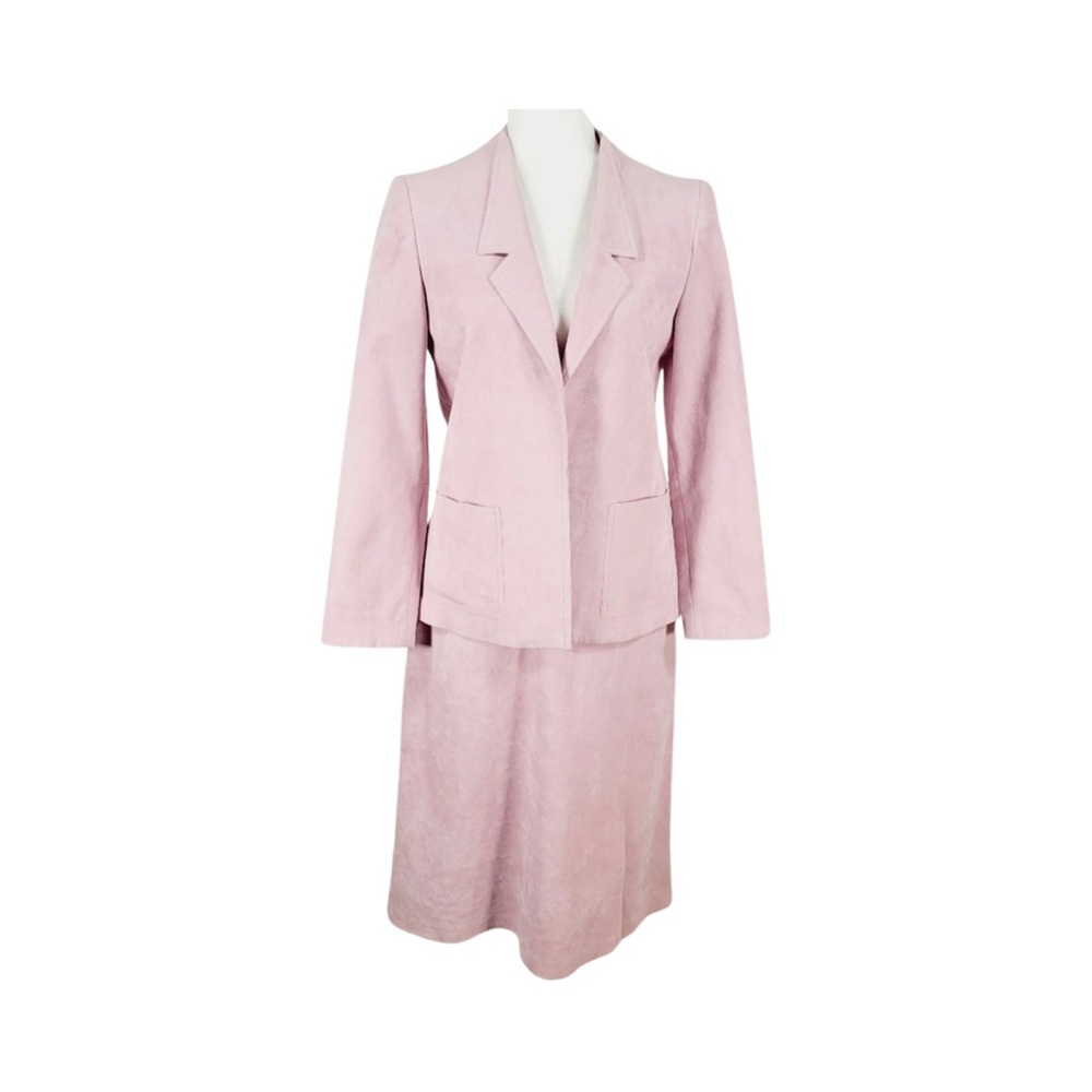 ABE SCHRADER Vintage 70's Pink Ultrasuede Skirt Suit